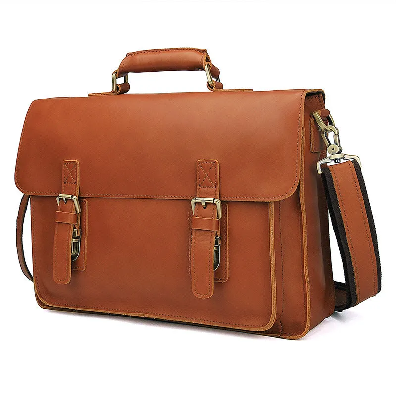 YAAGLE Men's Genuine Leather Business Briefcase Flap Handbag YG7205B