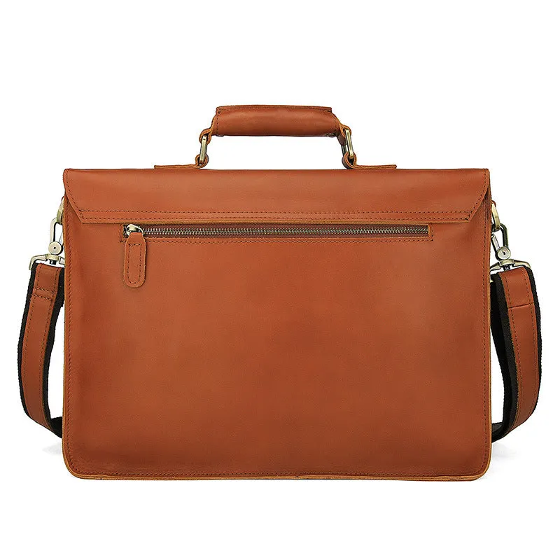 YAAGLE Men's Genuine Leather Business Briefcase Flap Handbag YG7205B