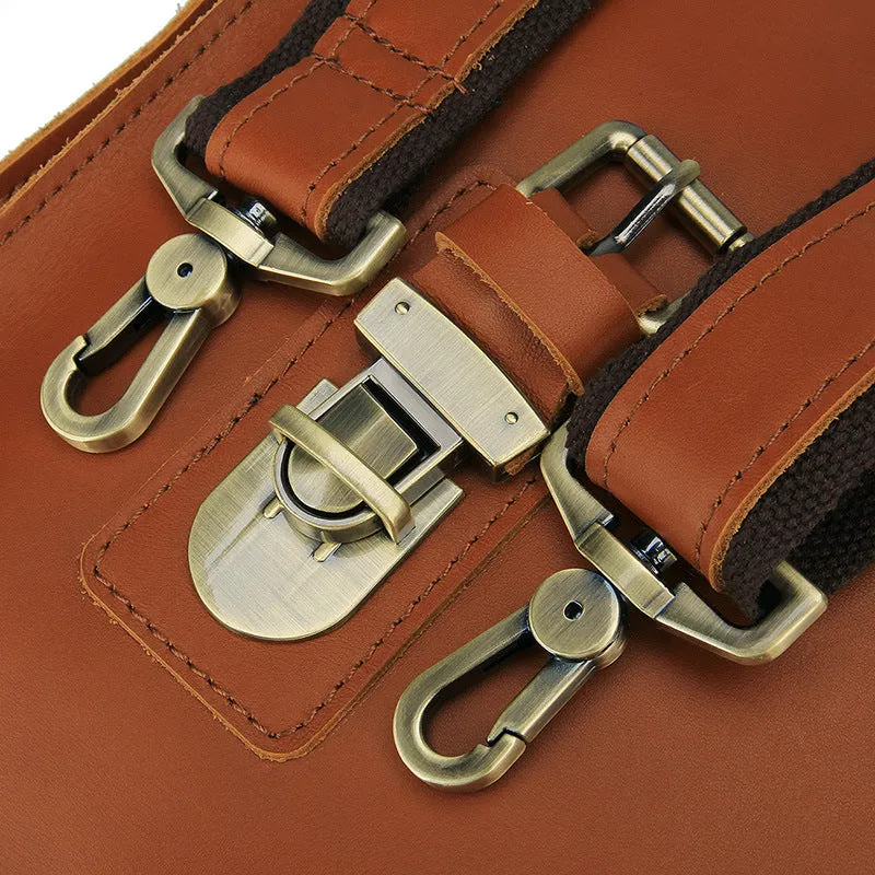 YAAGLE Men's Genuine Leather Business Briefcase Flap Handbag YG7205B