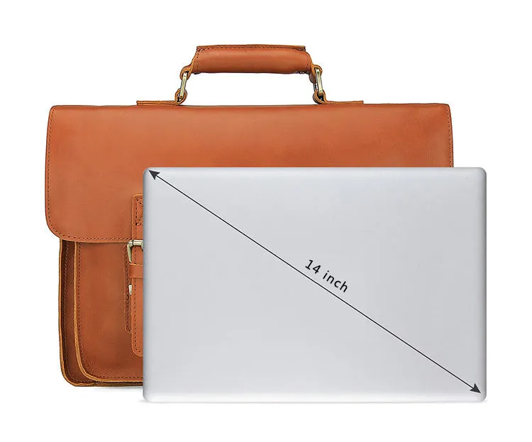 YAAGLE Men's Genuine Leather Business Briefcase Flap Handbag YG7205B