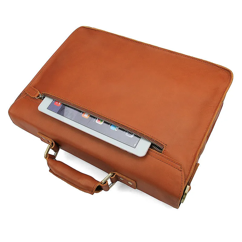 YAAGLE Men's Genuine Leather Business Briefcase Flap Handbag YG7205B