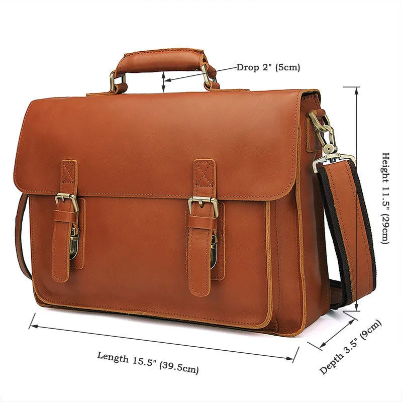YAAGLE Men's Genuine Leather Business Briefcase Flap Handbag YG7205B
