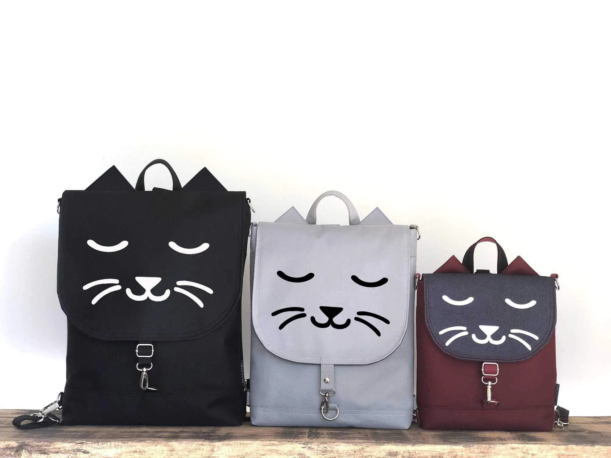 Yellow Grey Cat Backpack and Purse, Cat Lovers Cross Body Bag | Aris Bags