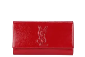 YVES SAINT LAURENT (YSL) BELLE DE JOUR CLUTCH (203855 467891) RED PATENT LEATHER & GOLD HARDWARE WITH DUST COVER